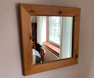 Square Mirror Framed In Pine Mirror Bedroom Wall Hall Mirror 41 X 41cm • £8