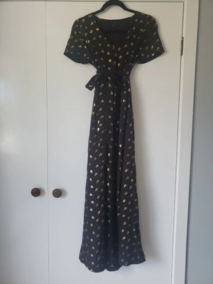 $10 • Buy Shein Black Gold Maxi Maternity Dress XS BNWOT