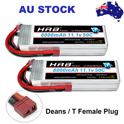 $85.03 • Buy 2x HRB 3S 6000mAh 11.1V Deans LiPo Battery For RC Airplane Truck Boat Drone Car