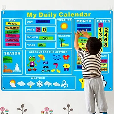 WATINC 70Pcs My First Daily Calendar Felt Board For Toddlers Kids 3.5Ft Today • £27.37
