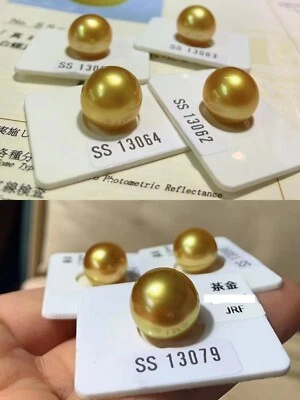 $46 • Buy 1PC Huge AAAAA 11mm Natural South Sea Genuine Gold Round Loose Pearl Undrilled