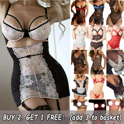 $11.89 • Buy Womens Sexy Lingerie Babydoll Bodysuit Nightdress Underwear Nightwear Sleepwear