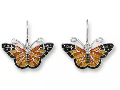 Monarch Butterfly Dangle Earrings Sterling Silver Plated Enamel Zarlite By Zarah • $25.99