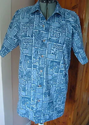 Big Creek Clothing M Slate Blue 100% Cotton SS Pocket Shirt Bamboo Palm Vents • $15