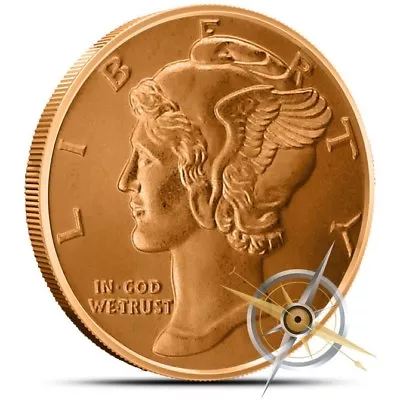 1 Oz Copper Round - Mercury Dime • $2.10