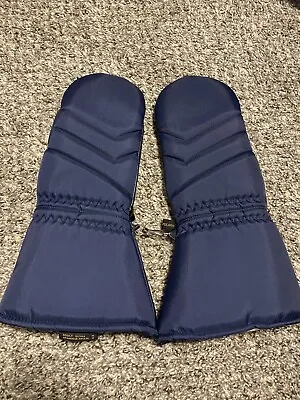 Two Pairs Vintage Polaris Snow Ski Gloves Men’s Medium Leather Fleece Lined Navy • $14