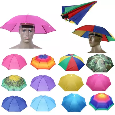Rain Umbrella Hat Outdoor Portable Rain Umbrella Hat Foldable Sun Shade • £8.93