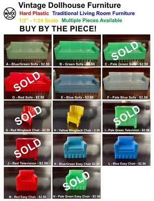 Vintage Marx Hard Plastic Living Room Dollhouse Furniture - Buy It By The Piece! • $2.50