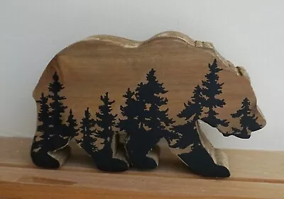 BROWN BEAR FOREST WOOD SCULPTURE SIGN Rustic Lodge Cabin Camping Home Decor NEW • $14.95