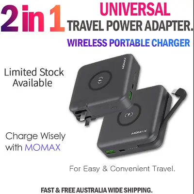 $44.95 • Buy Universal Travel Power Adapter USB C Fast Wireless Charger Portable PowerBank AU