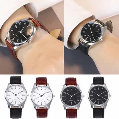 Men's Fashion Business Watch Leather Band Quartz Analog Casual Wrist Watch Gift❀ • $14.86