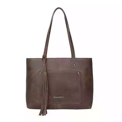 Montana West Genuine Distressed Leather Concealed Carry Wide Tote Brown 4 • $96.99