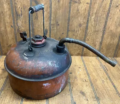 Vintage Eagle Red Metal Gas Can 2 1/2 Gallons Wood Bail Handle Flex Spout • $30