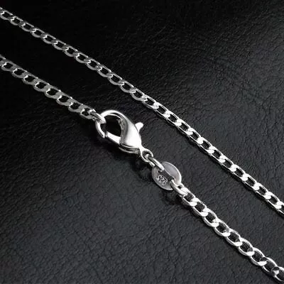 Genuine 925 Sterling Silver Curb Chain Necklace Lobster Clasp 74000+sold Inch Uk • £4.85