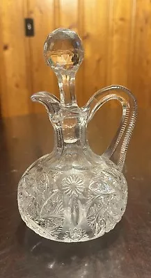 Vintage Clear Pressed Glass Cruet With Stopper 6” • $7