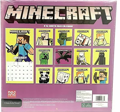 MINECRAFT™ 16-month 2022 Wall Calendar BY Double Time 12  X 24  FAST DELIVERY • $4.50