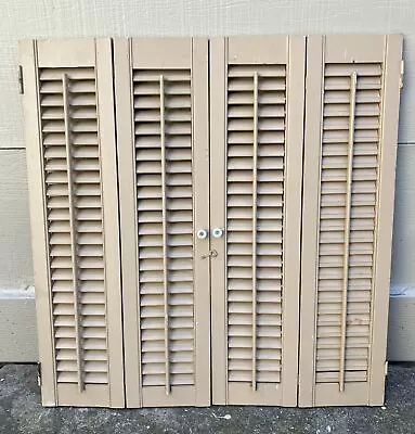 30  Tall X 29  Wide Salvaged Wood Interior Louver Plantation Window Shutters VTG • $69.99