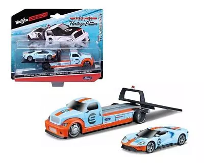 Maisto Flatbed With 2019 Ford GT Heritage Edition #9 GULF (Blue) 1:64 Scale • $10.99