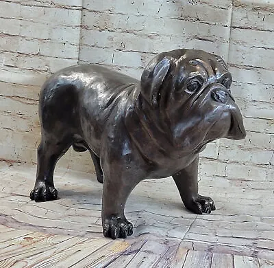 Life Size English Bulldog Garden Yard Outdoor Indoor Bronze Statue Sculpture • £562.59