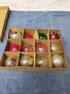 12 Mini Christmas Glass Ball Ornaments / Made In Occupied Japan /in Original Box • $8.96