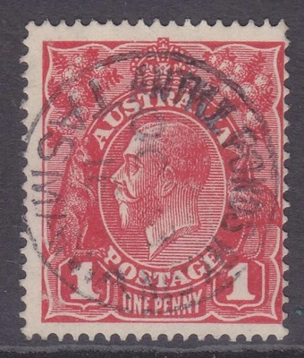 $13.65 • Buy KGV Heads Single Wmk 1d Red Die 1 FU *ANTILL PONDS RY STN TAS POSTMARK* SG 21c (