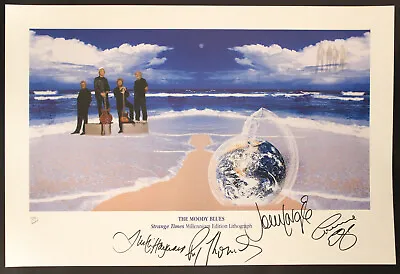 The Moody Blues Hand Signed Litho Print Strange Times Signed By All 4 ACOA • $350