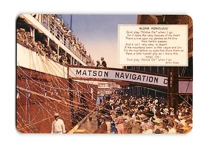 Vintage Style Matson Navigation Co. Hawaiian Postcard With Aloha Oe Poem © 2002 • $4.50