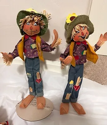 Lot Of 2 Annalee 14  Bendable Scarecrows Halloween Fall Thanksgiving • $14.20