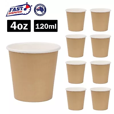 500x Small Disposable Paper Espresso Coffee Cups 4oz 120ml Brown Takeaway Cup AU • $49.95