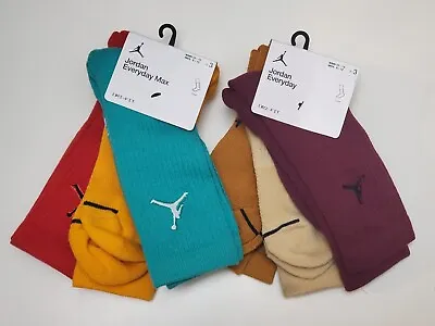 Nike Air Jordan Everyday Max Dri-Fit Crew Socks 3 Pairs Multi Color Men Large • $29.99