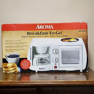Aroma Breakfast To Go 3-in-1 Toaster Oven Coffee Maker Griddle ABT-203W NEW • $49.99