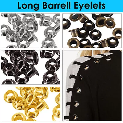 100 X Eyelets Brass Long Barrell 4 5 6 8 10 12 14mm Grommet Repair Leather Craft • £6.89