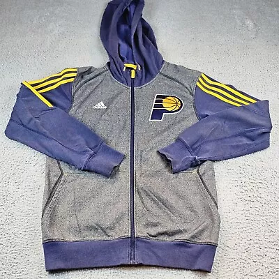 Indiana Pacers Mens Medium Adidas Full Zip Jacket Gray Blue Hooded Sweatshirt  • $17.99