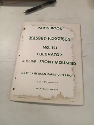 Vintage 1961 Massey Ferguson No141 Cultivator 4 Row Front Mounted Parts Book • $12.95