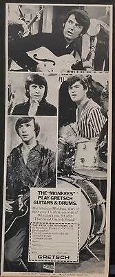 1967 Gretsch Guitars Drums Print Ad Monkees Davy Jones Peter Tork Nesmith Mick  • $7.99