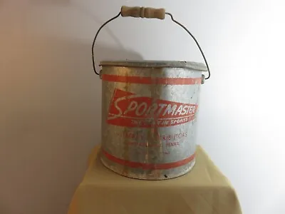 Vintage Sportmaster 10 Qt Galvanized Floating Minnow Pail Bucket Wood Handle  • $24.99