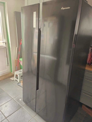 £195 • Buy Fridgemaster Black Side By Side American Fridge Freezer MS91518FFB