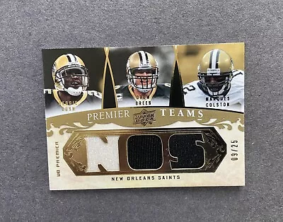 '08 UD Game Used Brees Bush Colston Jersey. NO Saints. UD #9/25! Card NM-MT • $99.99