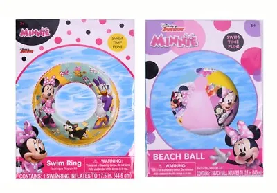 DISNEY MINNIE MOUSE Kids Inflatable 20  Swim Ring + Pool Beach Ball Toy Float • $7.95