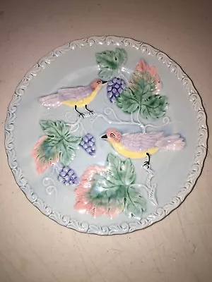 Blue Majolica W. Germany  Plate With Birds And Grapes • $21.53