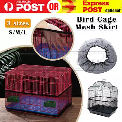 Shell Skirt Mesh Cover Pet Bird Cage Guard Nylon Net Seed Catcher S-L Black NEW • $5.99