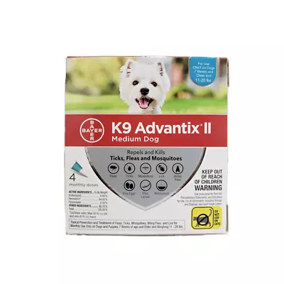 K9 Advantix II Dogs 11-20 Lb 4 Pack (4 Month Supply) • $57.48