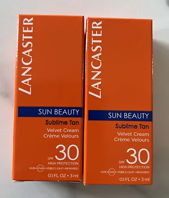 £3.60 • Buy 2x Lancaster Sun Beauty Sublime Tan Velvet Cream SPF30 Sample 3ml Each (6ml) NEW