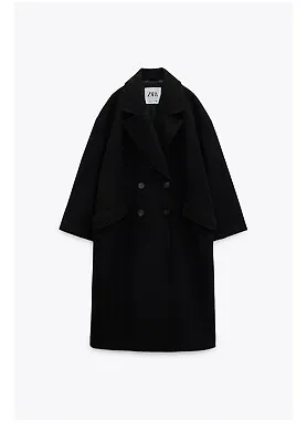 ZARA OVERSIZED COAT Size M BLACK-REF 3046/301 • $70