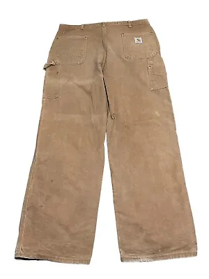 42x34 Carhartt Brown Tan Carpenter Pants Mens Relaxed Straight RN14806 • $29.99