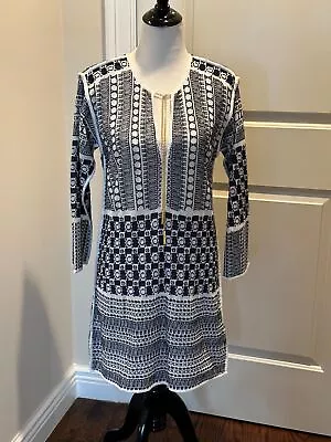 NWOT MICHAEL By Michael Kors White And Navy Short Knit Dress Tunic SZ L • $120