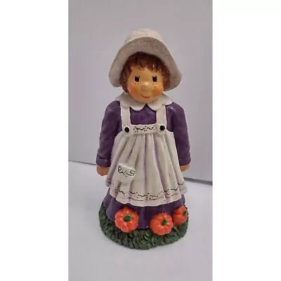 Vintage Pilgrim Girl With Pumpkins Ceramic Figurine • $18.95