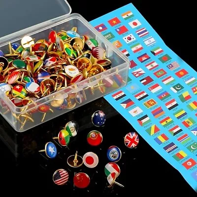 194 Pieces Creative Push Pins National Flag Pins Thumb Tacks Country Map Push • $20