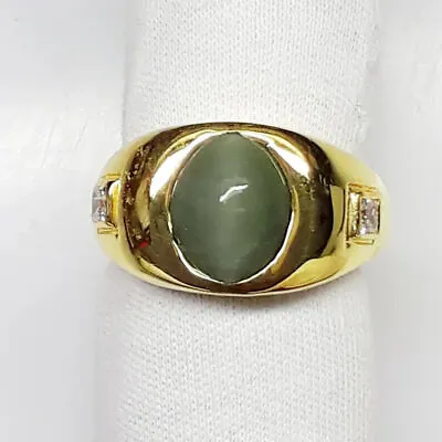 Natural Cats Eye Ring Statement Handmade Birthstone Ring For Men Gold Palleted • $166