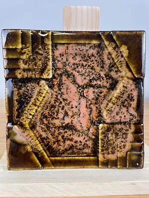 MOTAWI TILEWORKS FRANK LLOYD WRIGHT OLIVE HILL 6x6 GLAZE TEST TILE PINK BROWN • $99.99